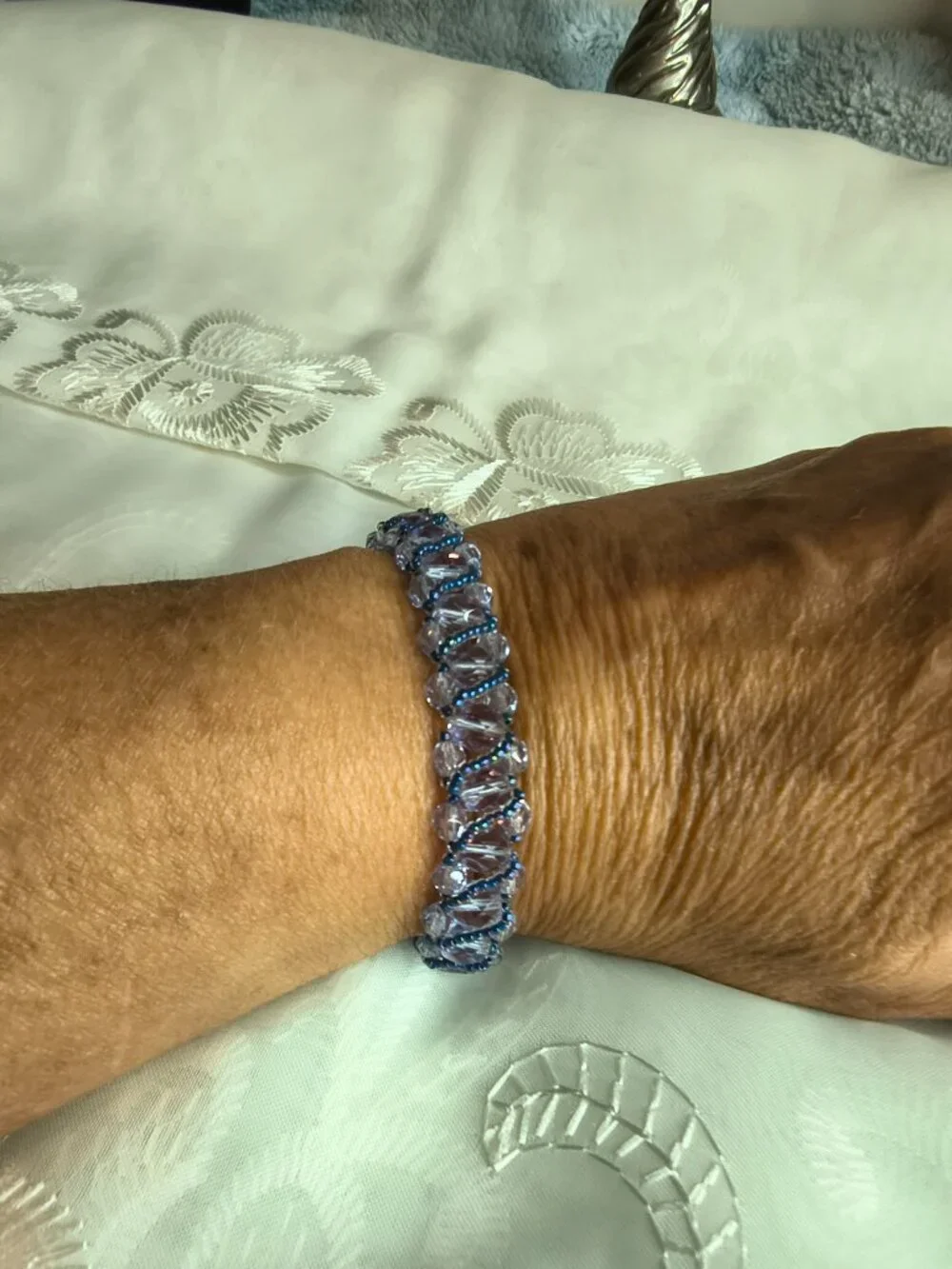 Silver Tone Glass Crystal Bracelet
